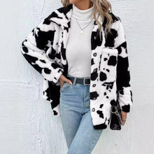 Load image into Gallery viewer, Women's Cow Print Double-sided Cashmere Coat Autumn Winter Loose Coats With Pockets Single Breasted Lapel Collar Plush Jacket
