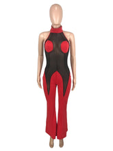 Load image into Gallery viewer, Sheer Lace Halter Flare Jumpsuit
