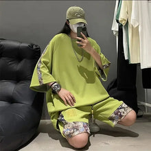 Load image into Gallery viewer, Sweatshirts Tracksuit T-shirts Shorts Suits For Men Spliced Graphic Sweatsuit Cotton Man Sets Luxury Offer Youthful Emo Kpop Xl
