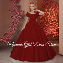 Load image into Gallery viewer, Elegant Flower Girl Dresses for Wedding Satin Beaded Floral Floor Length Girl Kids Birthday Party First Holy Communion Gown
