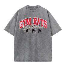 Load image into Gallery viewer, Vintage Washed T-shirts 100% Cotton Gym Muscle Rat Print Crew Neck Tshirts Casual Goth Hip Hop Streetwear Women Men Summer Tee

