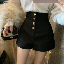 Load image into Gallery viewer, Black Shorts Women Spring Summer New Wide Leg Pants High Waist Single BreastedAApricot casual hot pants
