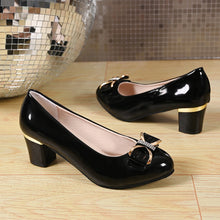 Load image into Gallery viewer, Women High Heels Low Heels Fashion Bling Bow patent leather Professional Casual Pumps Woman Wedding Party Shoes Large Size 42
