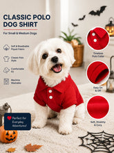 Load image into Gallery viewer, Pet Red Polo Shirt, Classic Collared Shirt for Small Dogs and Cats, Soft and Breathable Puppy Clothing, Comfortable Casual Pet Outfit, Suitable for Daily Walks, Outdoor Activities, and Wearing in Spring, Autumn, and Summer
