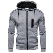 Load image into Gallery viewer, Men tracksuit zipper hood multi-pocket and protective pants casual jogging tracksuit fall/winter 2-piece setLarge size S-3XL

