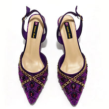 Load image into Gallery viewer, Pointed Toe High Heels Shoes and Matching Bag Set Women Fashion PU Leather Pumps Shoulder Bag Party Wedding Dress Footwear Handb
