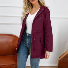 Load image into Gallery viewer, Women's Hooded Trench Coat Spring Autumn Fitted Solid Color Jacket for Daily Outdoor Camping Hiking
