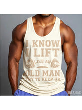Load image into Gallery viewer, Men I Know I Lift Like An Old Man Graphic Tank Top, Sleeveless Gym Workout Muscle Vest, Casual Fitness Sports Tank Shirt
