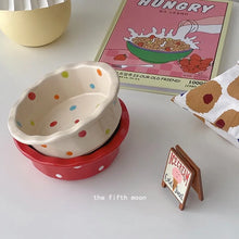 Load image into Gallery viewer, Pet Bowl Cute Ins Storm Dot Ceramic Bowl Dessert Breakfast Bowl Home Cat Dog Bowl Feeding Basin  Cat Caramics Supplies
