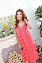 Load image into Gallery viewer, Embroidery Transparent Slip Sleepwear for Sleeping Big Size Night Dress Sexy Lingerie Nightgown Women Home Clothing
