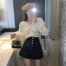 Load image into Gallery viewer, Black Shorts Women Spring Summer New Wide Leg Pants High Waist Single BreastedAApricot casual hot pants
