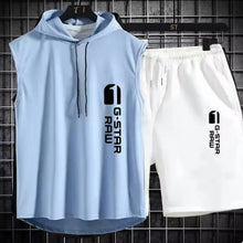 Load image into Gallery viewer, Men's track suit summer sportswear two-piece t-shirt shorts brand tracksuit jogging men's sports suit fitness clothes exercise
