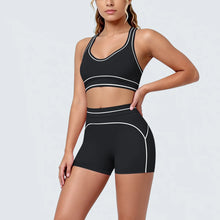 Load image into Gallery viewer, New Woman Yoga Set Color Blocking Sexy Sport Bra Yoga Underwear with Chest Pad High Waist Stripe Running Fitness Shorts Yoga Set
