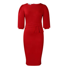 Load image into Gallery viewer, Elegant O-Neck Sheath Midi Dress

