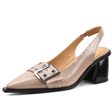 Load image into Gallery viewer, Women Buckle Slingback Block Heel Pumps
