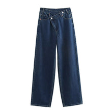 Load image into Gallery viewer, Slanted Placket Retro Wide Jeans
