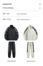 Load image into Gallery viewer, Men Fashion Tracksuit 2‑Piece Set, Stand Collar Zip‑Up Jacket &amp; Drawstring Pants, Striped Casual Sports Outfit For Autumn Winter
