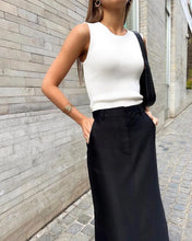 Load image into Gallery viewer, Black Loose Long Skirts Women A-Line Zip Skirts Ladies Elegant Summer Skirts Female With Pocket Ankle-Length Skirts
