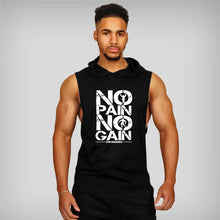 Load image into Gallery viewer, Men’s Fitness Workout Sportswear Tops Bodybuilding Hooded Tank Top Cotton Printed Sleeveless T-shirts Casual Hip Hop Undershirt
