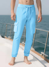 Load image into Gallery viewer, Men's Grid Cargo Joggers Drawstring Elastic Waist Multi Pocket Casual Ankle Length Trousers
