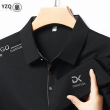 Load image into Gallery viewer, Men's Business Casual Short Sleeve Polo Shirt Solid Color with Badge Fashionable Breathable Comfortable Versatile Business Top
