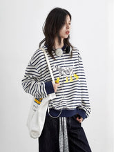 Load image into Gallery viewer, Striped Dog Print Loose Tee
