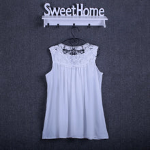 Load image into Gallery viewer, Summer tops for women  Fashion Lace Chiffon blouse V-Neck Loose Casual Chiffon Shirt
