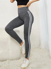 Load image into Gallery viewer, Women's High-waist Slimming Leggings Side Stripe Pattern Breathable Yoga Pants Sportswear Athletic Apparel
