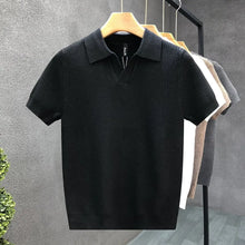 Load image into Gallery viewer, 2026 Men's Summer Polo Shirt Korean Style Slim Wrinkle Resistant Collar Solid Color T-Shirts Casual Thin Sleeve Trendy Knit Tops
