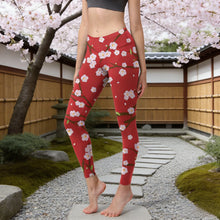 Load image into Gallery viewer, High Waist Yoga Leggings Japanese Style Cherry Blossom Botanical Print Soft Tights Women Fitness Gym Yoga Running Sports Wear
