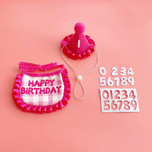 Load image into Gallery viewer, Pet Hat &amp; Bib Set for Cats Birthday , Kitty Party Dress-up Costume Accessories, Adjustable Bandana Photo Props for Celebration
