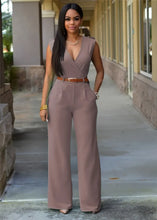 Load image into Gallery viewer, Elegant Deep V Wrap Jumpsuit
