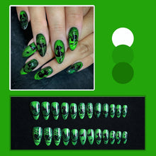 Load image into Gallery viewer, 24pcs Thriller Style False Nails With Halloween Ant Bugs Pattern Wearable Press On Nails Ballet Black Punk Nail Art Decoration
