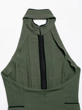 Load image into Gallery viewer, Women's Top 2026 Summer Elegant Fashion Silky Vacation Halter Neck Backless Sexy Unique Army Green Beach Style Party Women's Top
