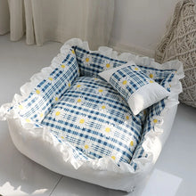 Load image into Gallery viewer, Pet Dog Lace Bed Cat Bed Cute Puppy Square Sleeping Cushion Bed Cat Sofa Warming Dog Nest with Pillow Washable Pet Bed S~L
