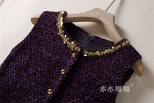 Load image into Gallery viewer, Elegant Tweed Sleeveless Midi Dress
