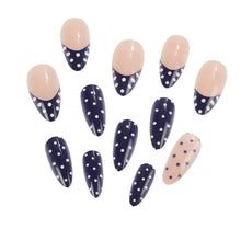 Load image into Gallery viewer, Medium long fake nails for women girls pink white black red blue brown polka dots design almond ballet tips press on false nail
