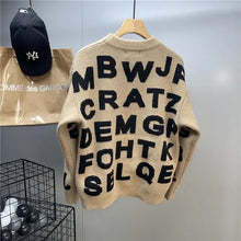 Load image into Gallery viewer, Sweater Men's Clothing Winter Full-print Letter Jacquard Loose Thickened Design Round Neck Top Trendy American Style Sweater
