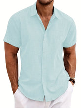 Load image into Gallery viewer, Mens Golf Shirts for Men Summer Beach Loose Shirt Button Down Short Sleeve Blouses Solid Print Casual Linen Shirts Streetwear
