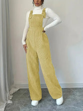 Load image into Gallery viewer, Women Casual Jumpsuit Corduroy Wide Shoulder Straps Button Detail Solid Color Relaxed Fit Autumn Winter Hand Wash Only
