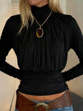 Load image into Gallery viewer, Elegant Black Turtleneck Tee Women
