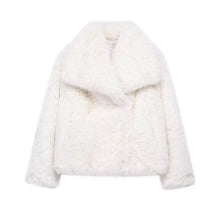 Load image into Gallery viewer, HH 2024 Women 's Vintage Soild Faux Fur Coat Turn-down Collar Long Sleeve Warm Plush Wool Coats Lady Winter Autumn Outwear
