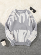 Load image into Gallery viewer, Geometric Knit Contrast Pullover Sweater
