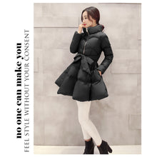 Load image into Gallery viewer, 2023 New Fashion Winter Coats Women Warm Outerwea Cotton Padded Jackets Womens Clothing Belt Zipper Parkas Femme A-word Jacket
