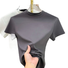 Load image into Gallery viewer, Casual Short Sleeve Women T-shirts Summer New Solid Color Slim Fit Elegant Basic Tees Top Shirts Half High Neck Simple Tshirt
