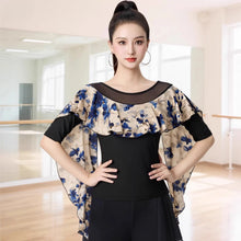 Load image into Gallery viewer, Dancewear Women Tops Summer Fashion Print Latin Line Dance Costume New Products Ballroom Dance Women Top Training Clothes Black
