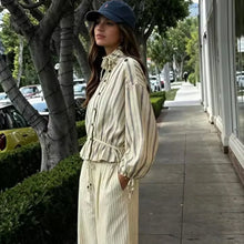 Load image into Gallery viewer, Women's Shirts Autumn 2026 New Fashion Stripes Slim Unique Youth Street Autumn Blouses Chic Elegant Travel Comfortable Blouse
