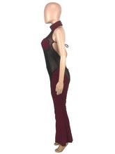 Load image into Gallery viewer, Sheer Lace Halter Flare Jumpsuit
