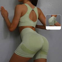 Load image into Gallery viewer, 2Pcs Women Yoga Outfit Set Sports Fitness Vest Running Workout Shorts Suit Gym Training Active Wear Handmade Accessory
