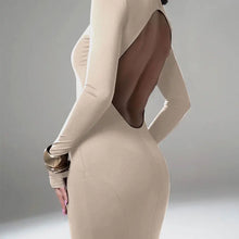 Load image into Gallery viewer, Backless Turtleneck Slim Maxi Dress
